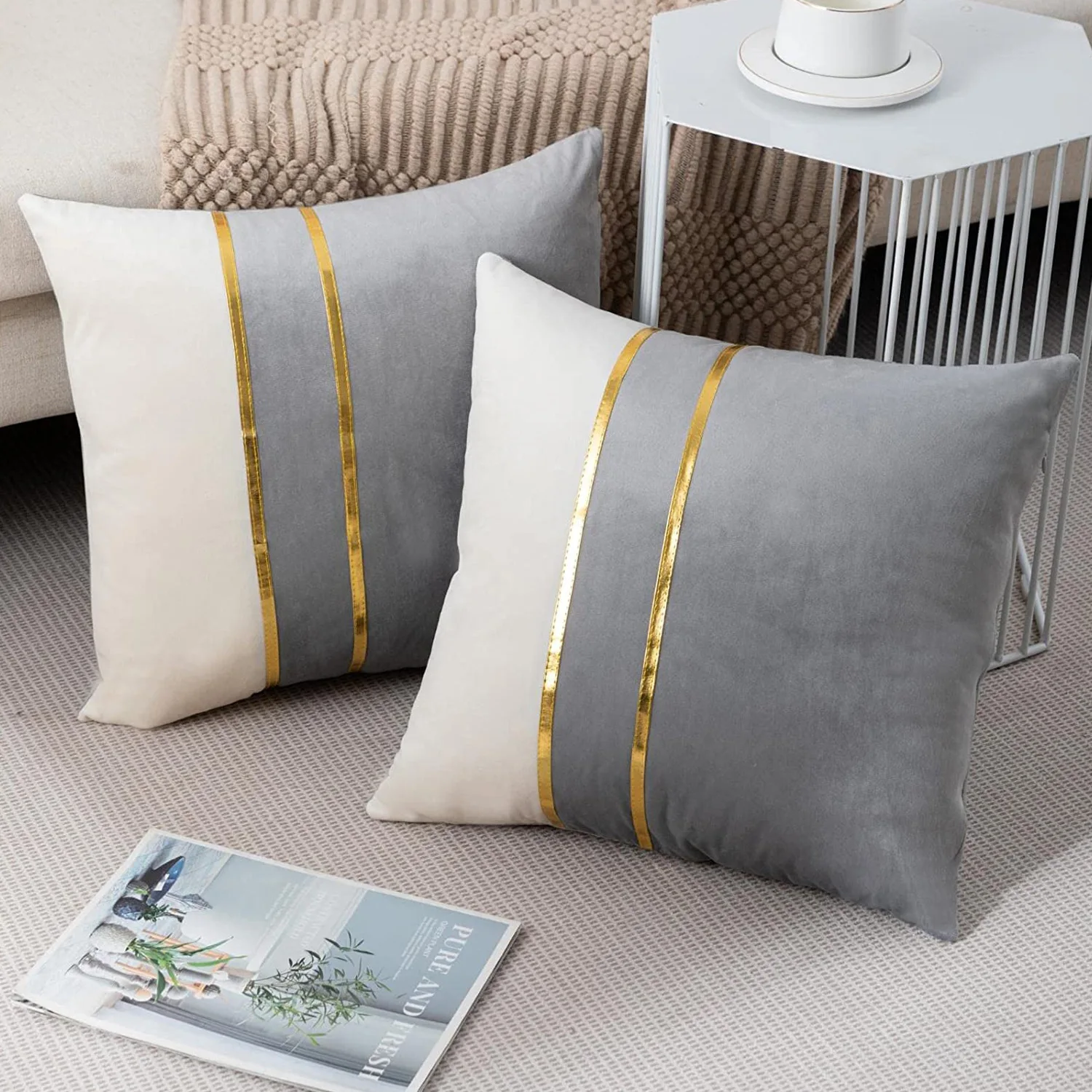 

Золотые бархатные чехлы для подушек 45x45, 2 шт.