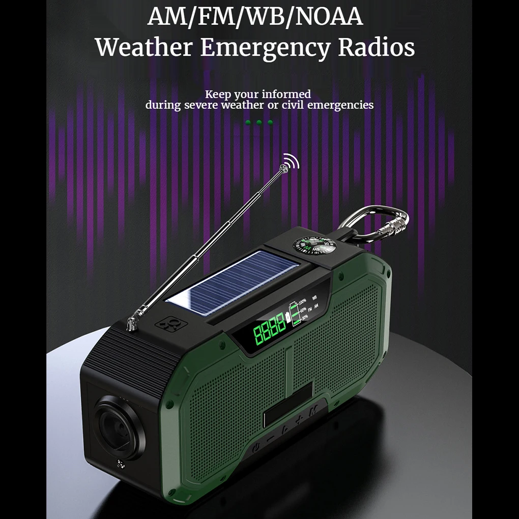 

Solar Emergency Radio Compasses Hand Crank Power Bank