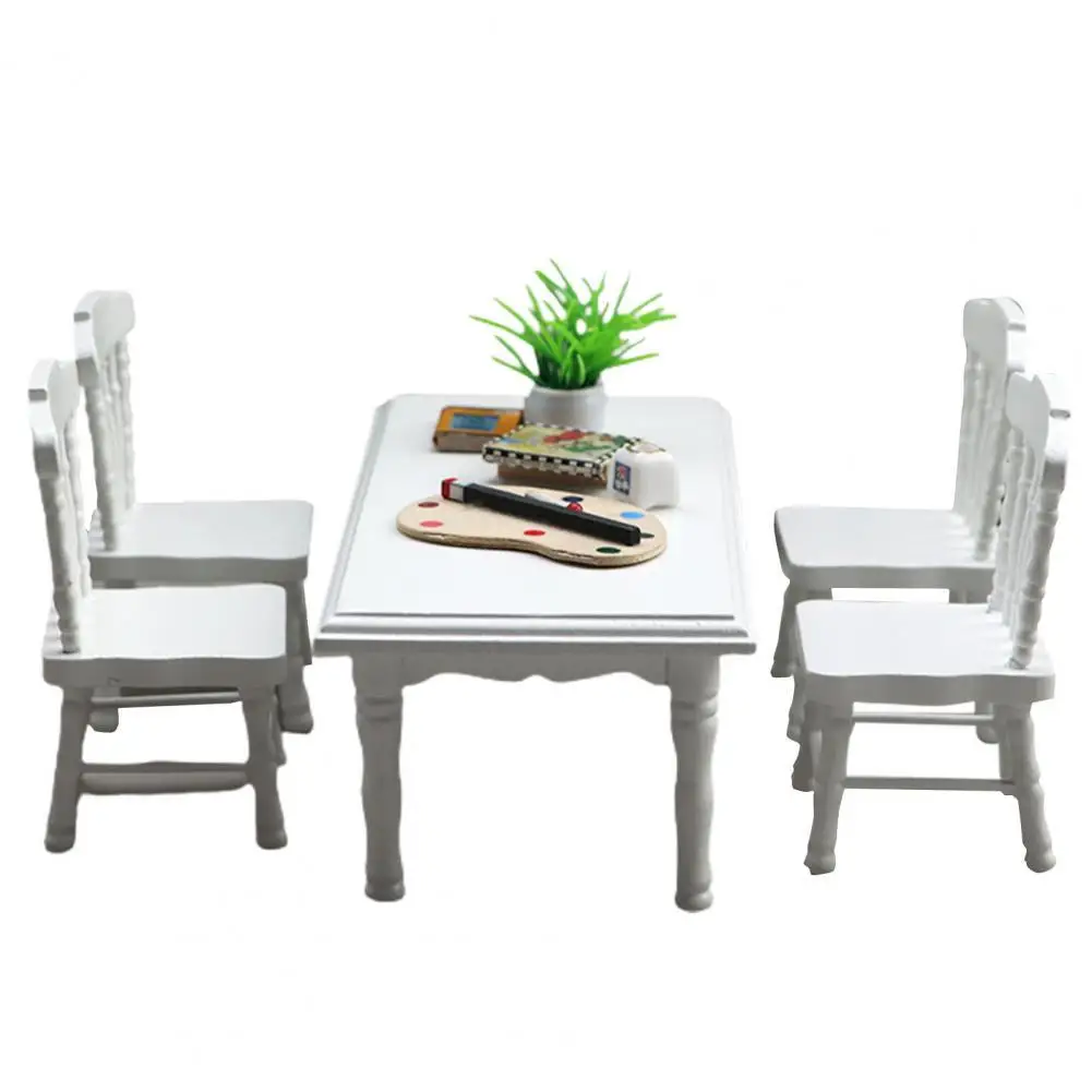 

Beautiful Wooden DIY House Model Table Chair Set Mini Table Chair Lightweight Best Gift