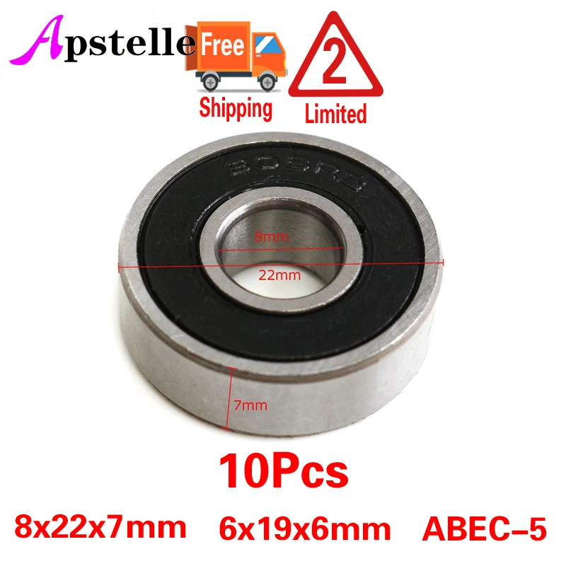 

10 шт./партия, миниатюрные подшипники для скейтборда, скутера, 8 х22х7 мм
