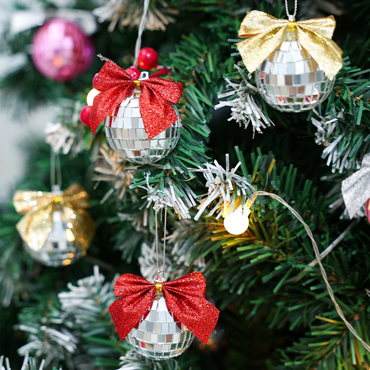 Christmas Mirror Ball Pendant Decoration for Home 2024 Xmas Ornament Navidad Natal New Year Gift 2025