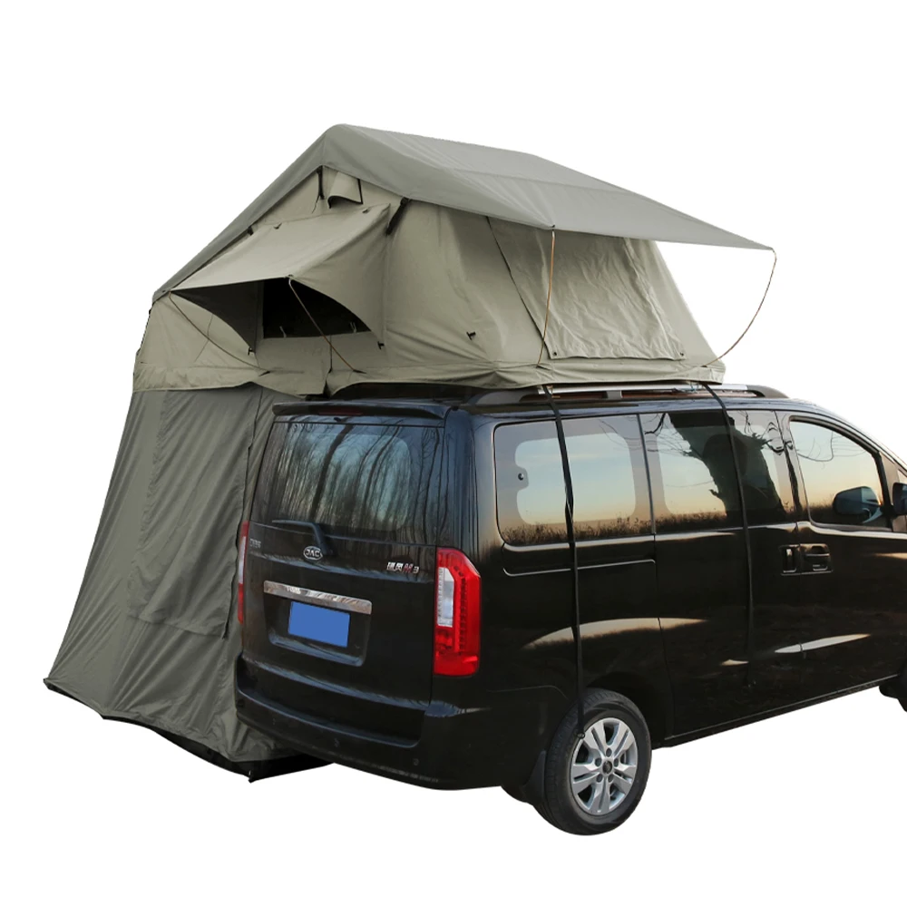 

big roof top camping tent roof car 4-person 190 cm aluminum shell roof tent with skylight