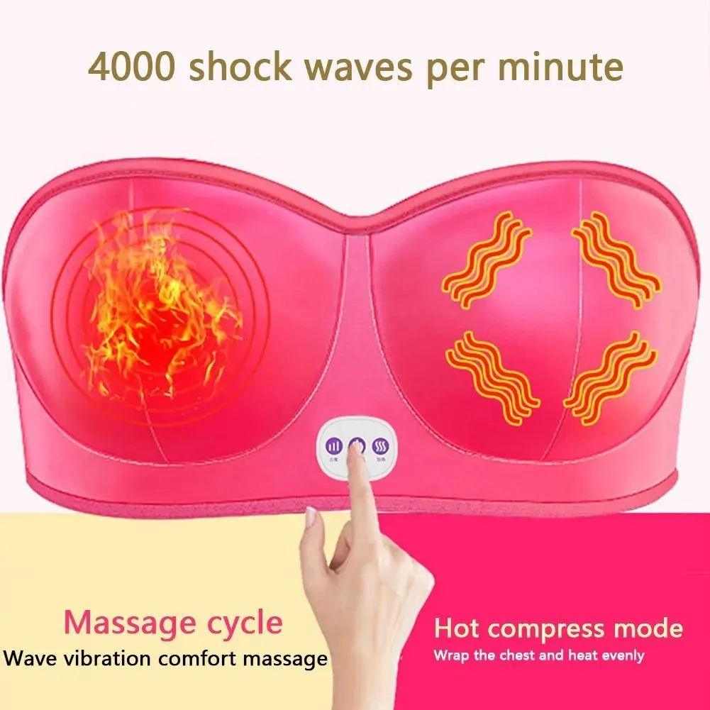 

Charging Electric Breast Massage Bra Vibration Chest Massager Growth Enlargement Enhancer Breast Heating Stimulator Machine USB