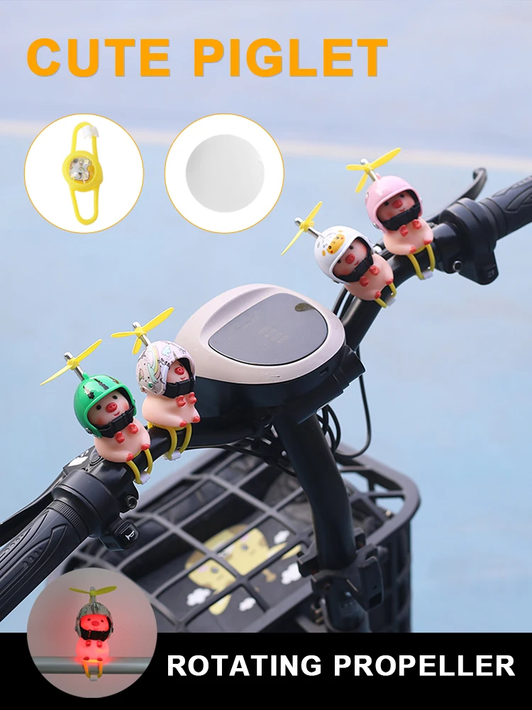 

Cute Motorcycle Decoration Piglet with Helmet Anime Ornaments Electric Scooter Bicycle Decoration Accessories Birthday Gift