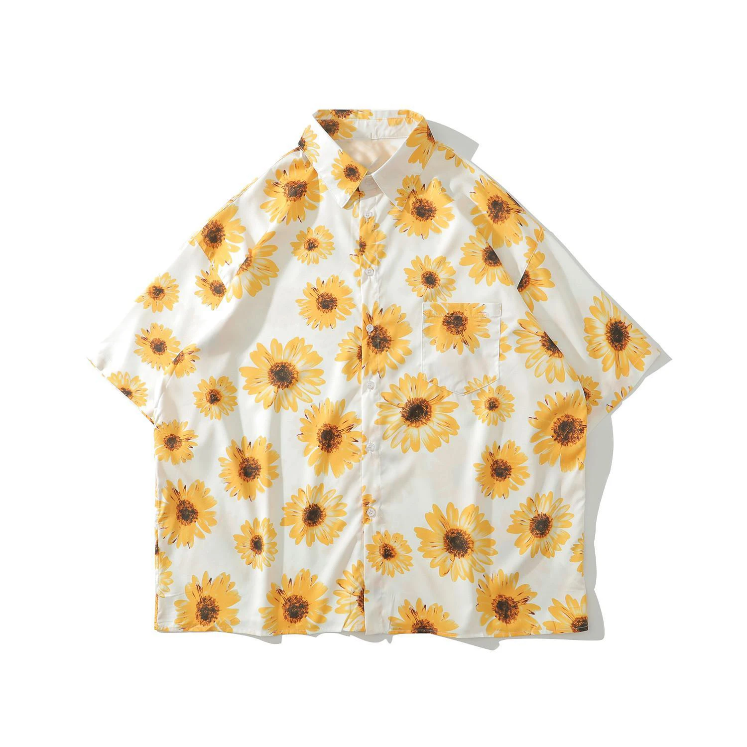 

Винтажные рубашки с подсолнухами для мужчин и женщин, повседневная гавайская рубашка, летние блузки с коротким рукавом, модная уличная одеж...