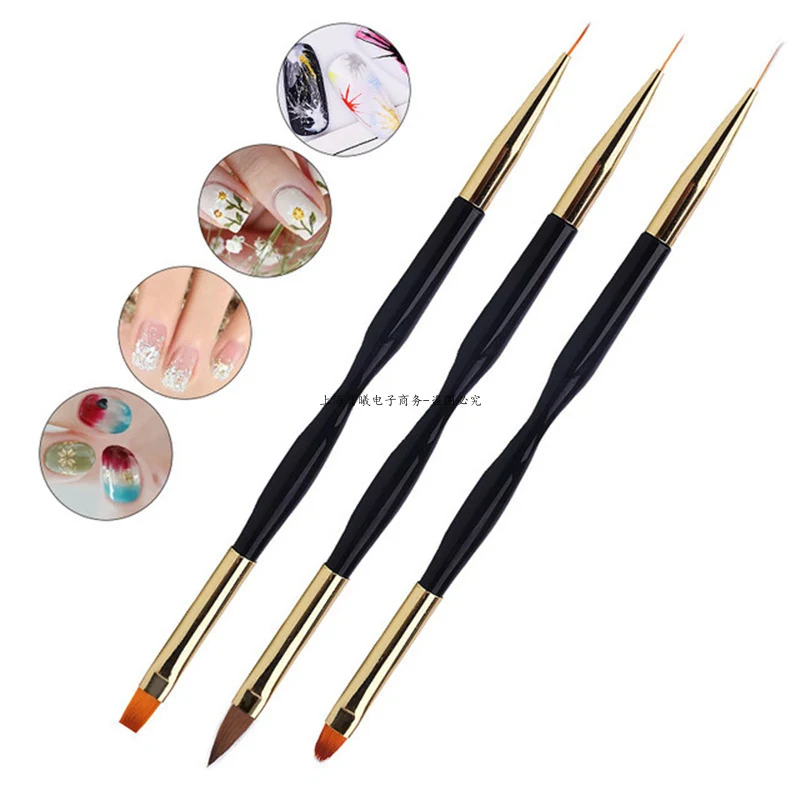 

1Pcs New Tips DIY Double End 3D Nail Brush Painting Drawing Lines Pen UV Gel Flowers Design Nail Art Books Salon Manicure Tools