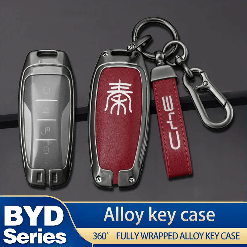 

Zinc Alloy Car Key Case Full Cover Key Bag Shell Holder Protector Fob For BYD Qin Ev Dmi 2020 2021 Auto Key Decoration Accessory