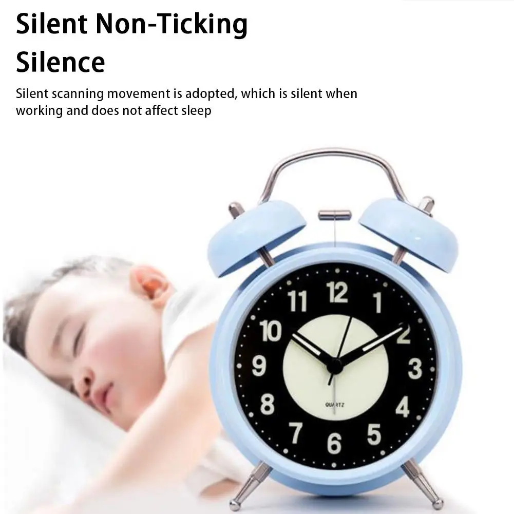 

New Luminous Alarm Clock Silent Non-ticking Anti-fall Battery Operated Twin Bell Loud Alarm Clock With Backlight