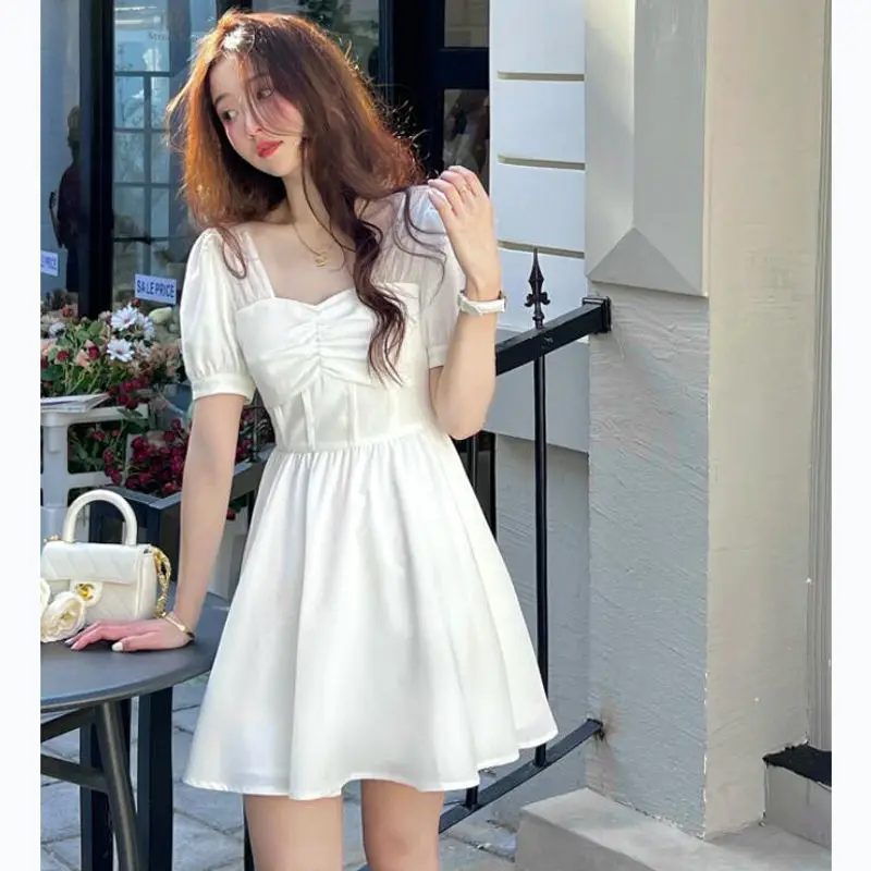 

Женское белое мини-платье 2022, летнее Плиссированное Платье для девочки, милое плявечерние ное платье на день рождения, сказочное корейское ...