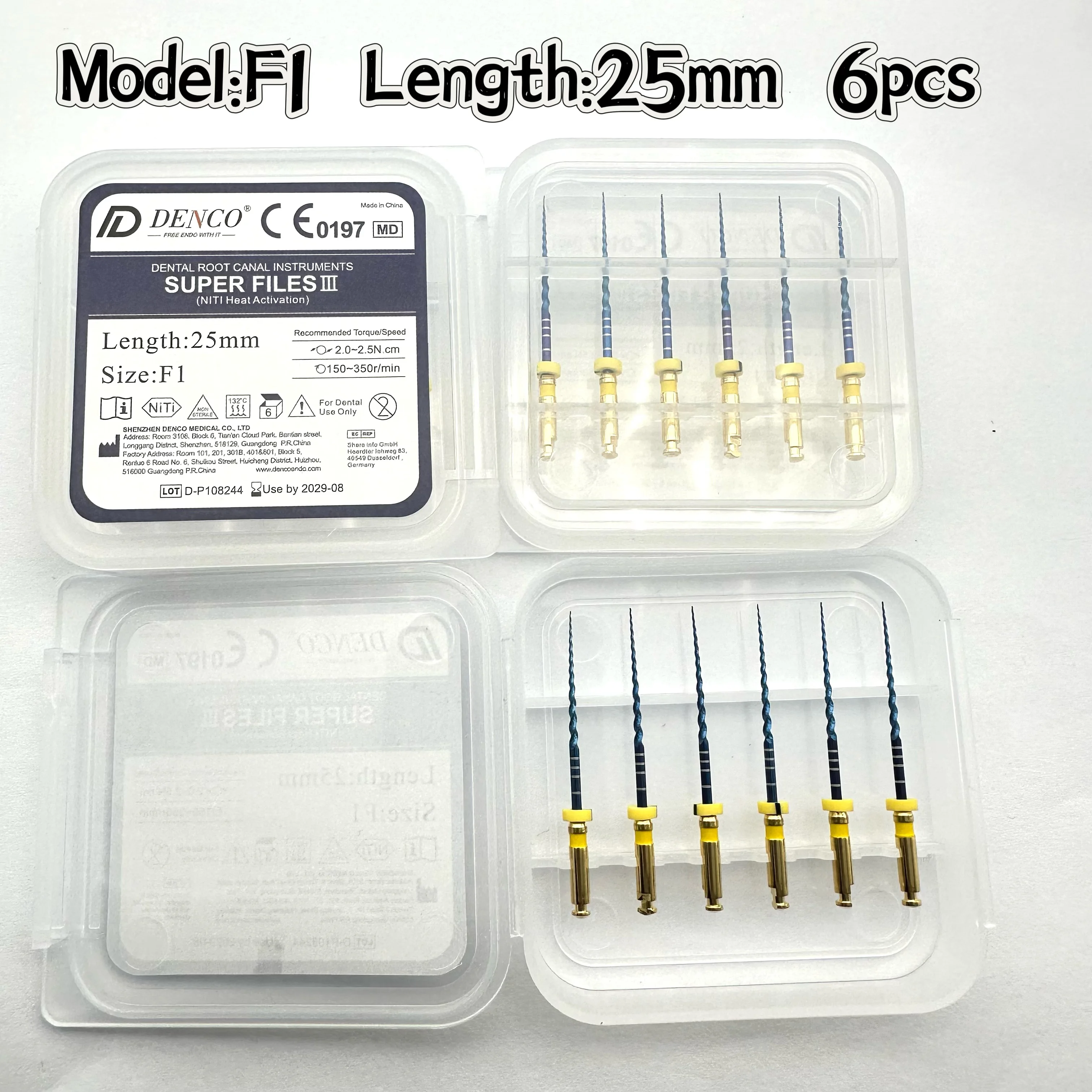Фото DENCO Dental Rotary Endo File Super Roots Canal SX открытые файлы эндодонтический инструмент Niti Memory Engine Использование protaper №5