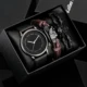Minimalist Business Men's Watch Set with Box Leather Quartz Watches for Man Classic Black Skull Cool Bracelets Best Gift to Dad Other Image