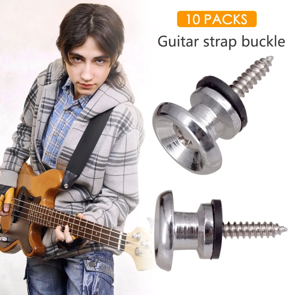 

10pcs Guitar Replacement Strap Lock Button Pins for Ukulele Electric Guitar Replacement Parts Anti-slip Bass Belt Nails Locking