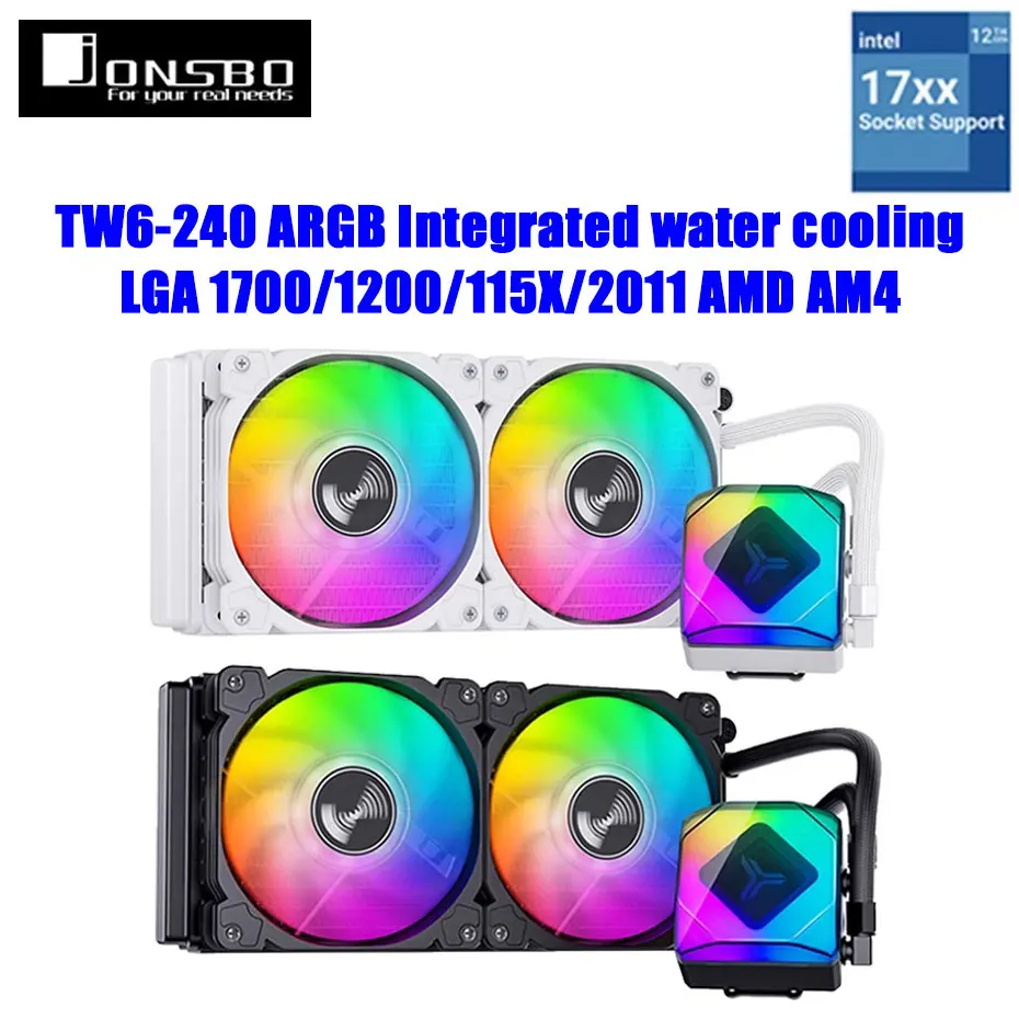 

JONSBO TW6-240 Liquid Water Cooling CPU Cooler Integrated Radiator PC Computer Case 120mm Fan LGA 2011/115x/1200/1700/AM4 AMD