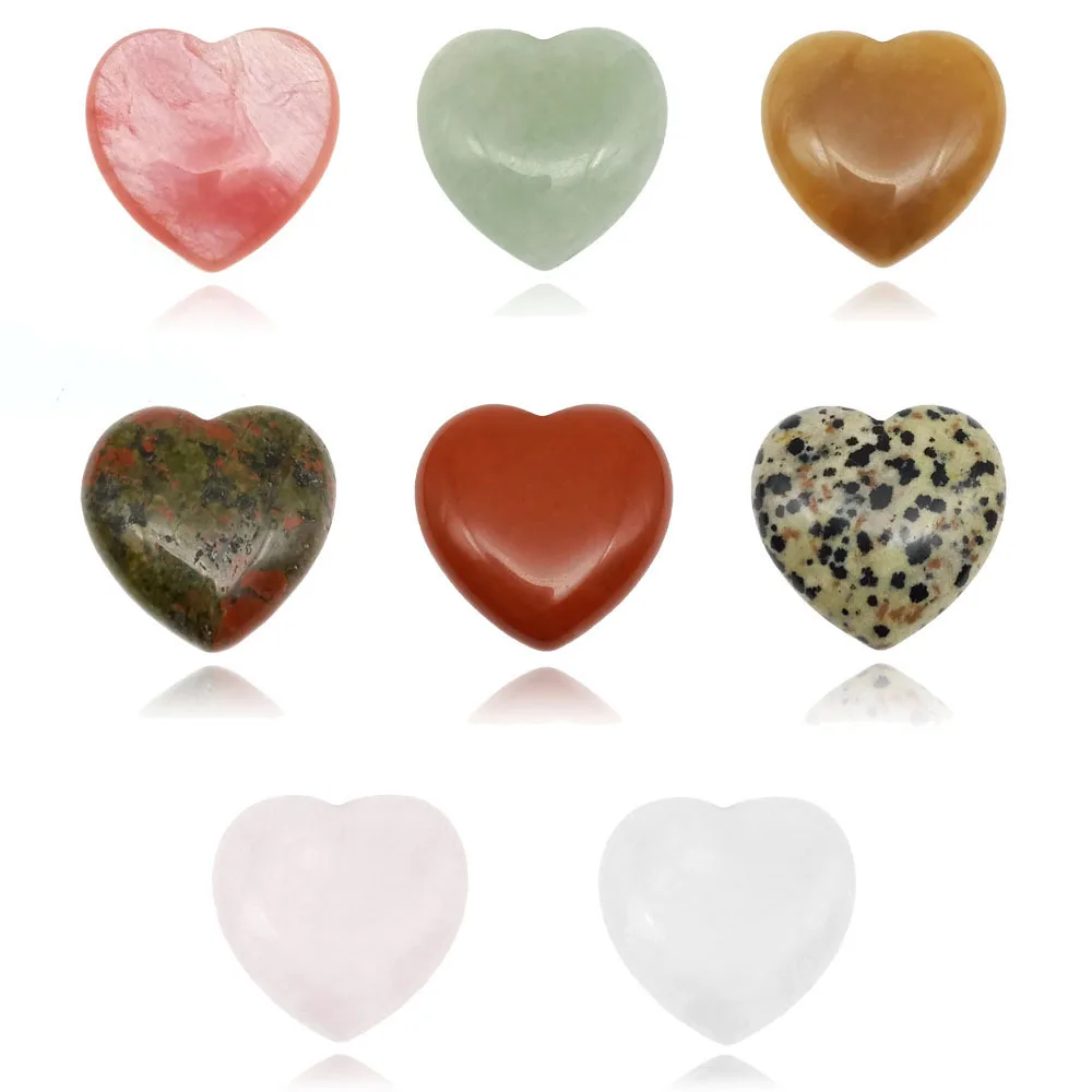 

Natural Stone Powder Crystal Non-porous Peach Heart Beads 30mm Love Shape Spotted Stone Charm DIY Necklace Bracelet Accessories