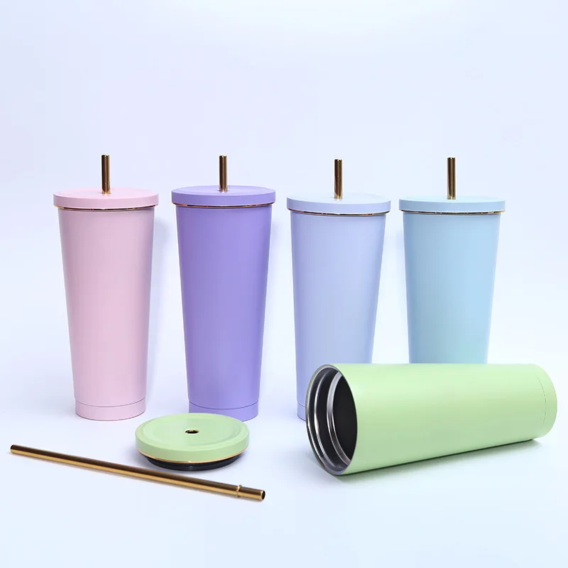 

Stainless Steel Vacuum Portable Coffee Mug,Cold and Heat Insulated Water Cup for Car and Office Use, Thermal Bottle With Straw