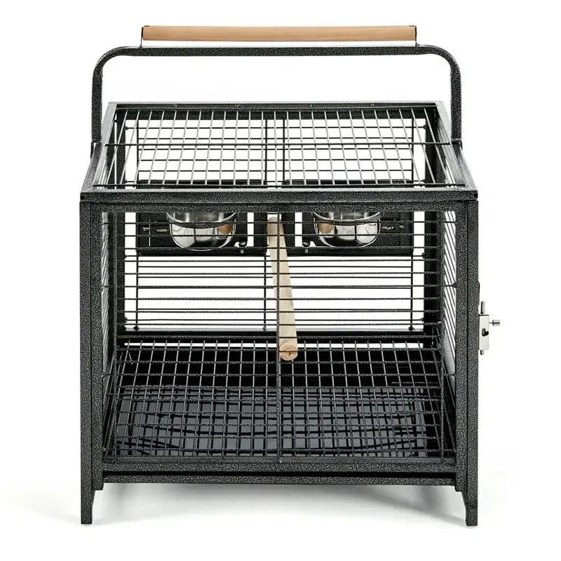 

26" Bird Carrier Travel Cage with Handle Perch, Hammered Black Easy cleaning