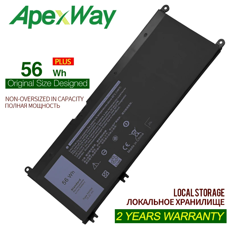 

Аккумулятор 33YDH 56Wh 15,2 в для ноутбука Dell Inspiron 15 7577 17 7773 7778 7779 7786 3579 5587 7588 3590 3779 99NF2, подходит для ноутбука
