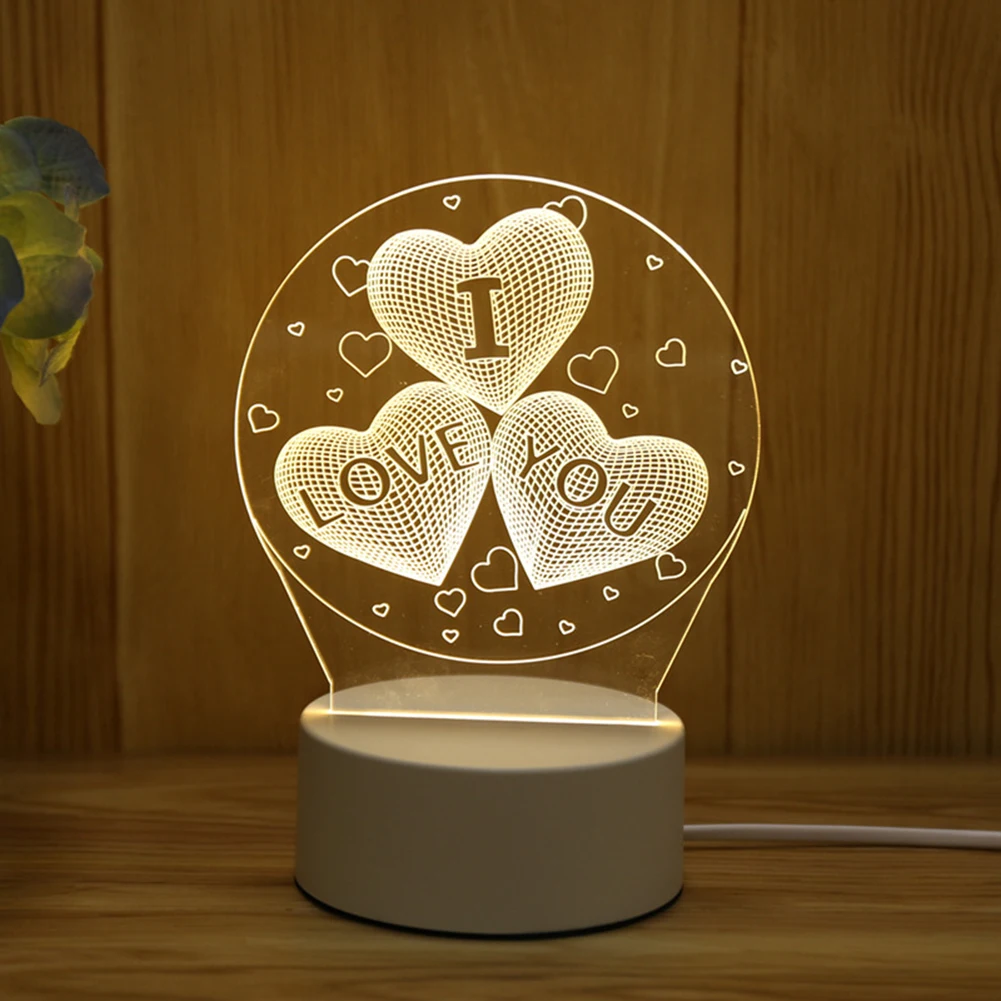 

Sleeping Light Bedroom Bedside Table Lamp 3D Romantic Love LED Night Light Bedroom Decoration Acrylic Desktop Table Lamp