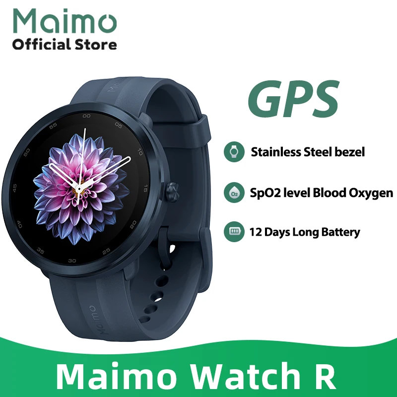  Global Version Maimo Watch R GPS Smartwatch Blood Oxygen 1.3\" Display Stainless Steel bezel Heart Rate 12 Days Battery Men Watch 