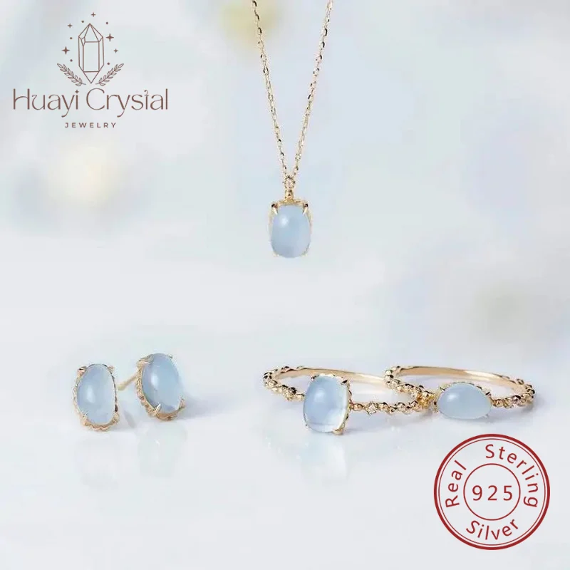 Японский агатовый стиль серебро 925 позолота K натуральный аквамарин свежее