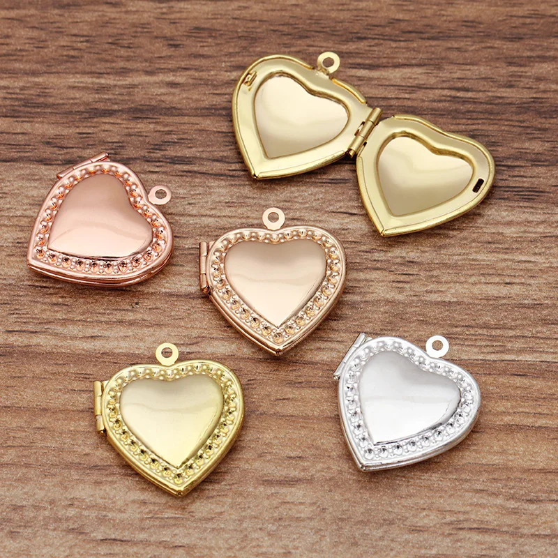 

10 PCS 20mm Fashion Heart Box Photo Frame Memory Locket Pendant Charms Romantic Vintage Necklace Keychain Jewelry Accessories