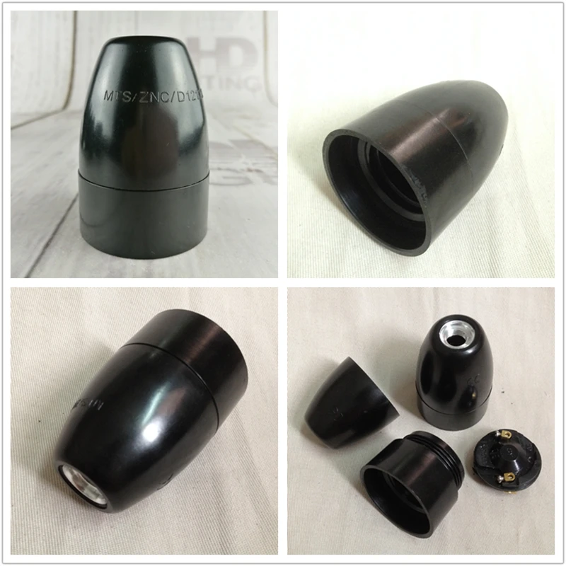 

Пластиковый держатель для ламп E27, черный цвет, 100 шт.