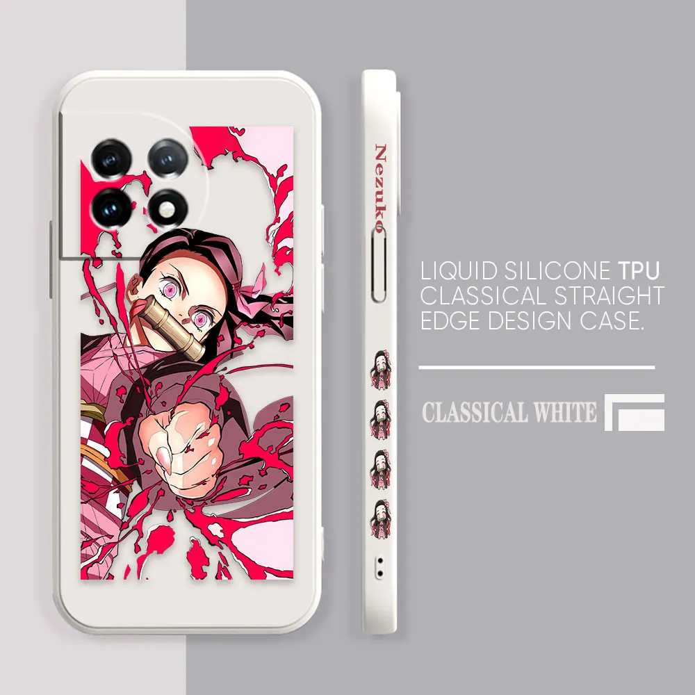 Phone Case For Oneplus 11 10 9 9R 9RT 8 8T 7 7T 5 5T 6 ACE 2 2V NORD Pro Liquid Case Cover Funda Cqoue Shell Demon Slayer Nezuko