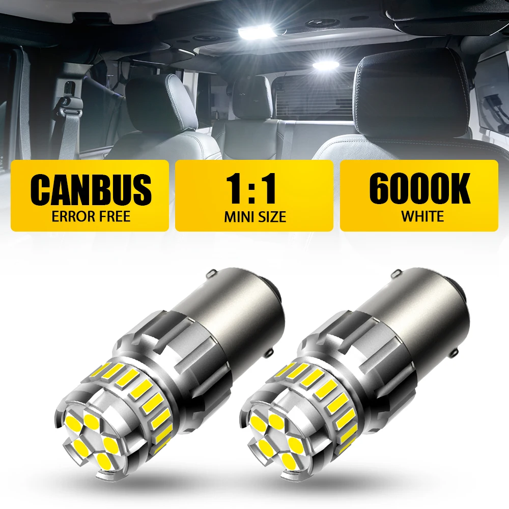 2 шт. P21W BA15S 1156 светодиодный Canbus без ошибок 1200LM 6500K белый DRL автомобильный