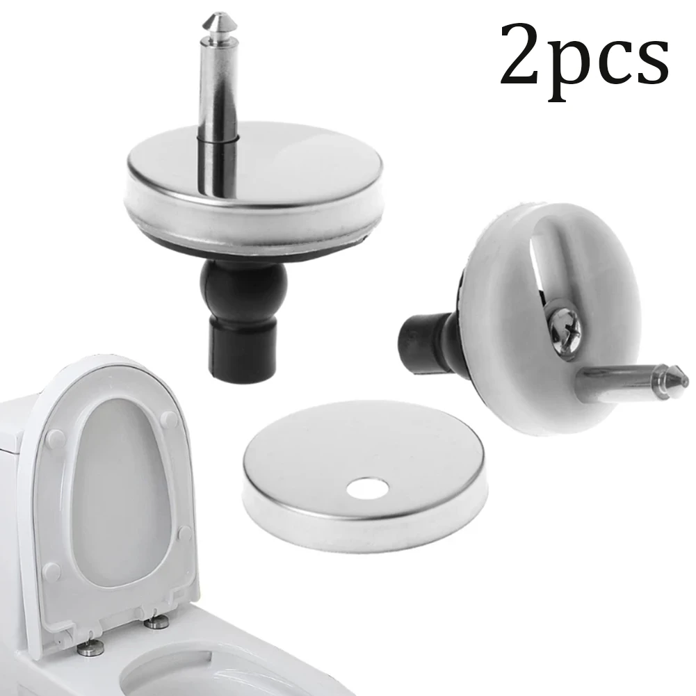 

2 Pcs Toilet Seat Hinges Sliver-Black Top Fix Hinge Pack Stainless-Steel Close Soft Release Quick Fitting Heavy-Duty Hinge Pair