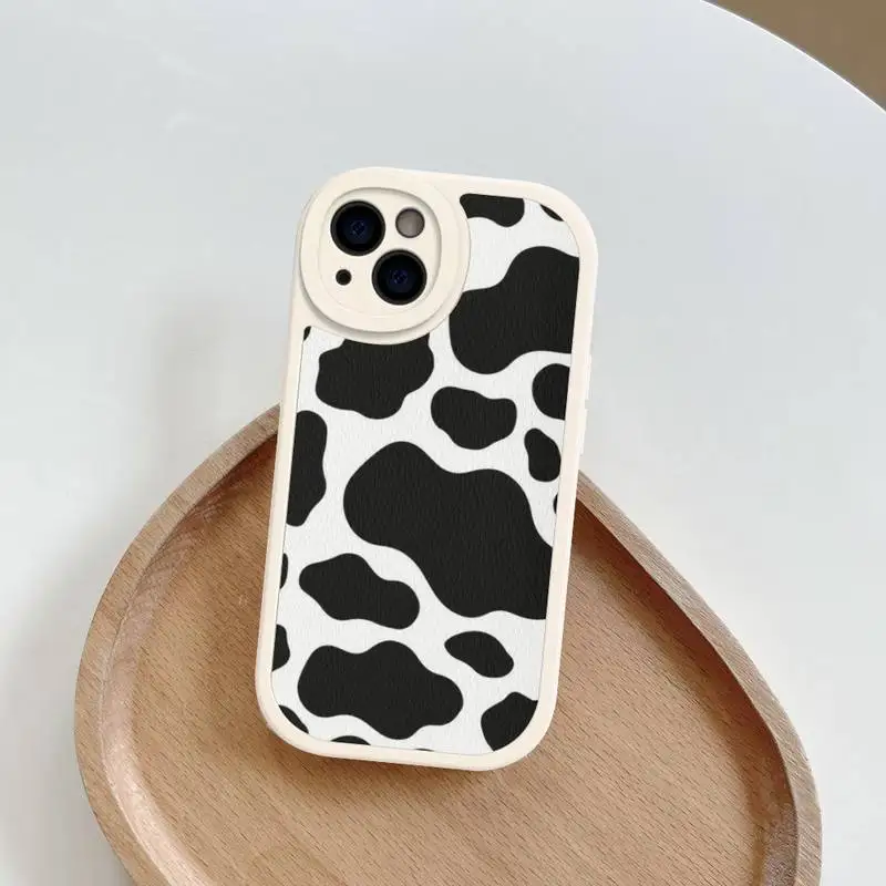 Black and white Dalmatian Cow zebra texture Phone Case Hard Leather For iPhone 14 13 12 Mini 11 14 Pro Max Xs X Xr 7 8 Plus