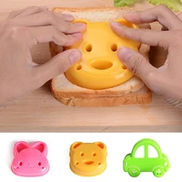 3pcs sandwich mould bear car shaped bread mold cake biscuit cookie cutter embossing crust cookie cutter baking accessories