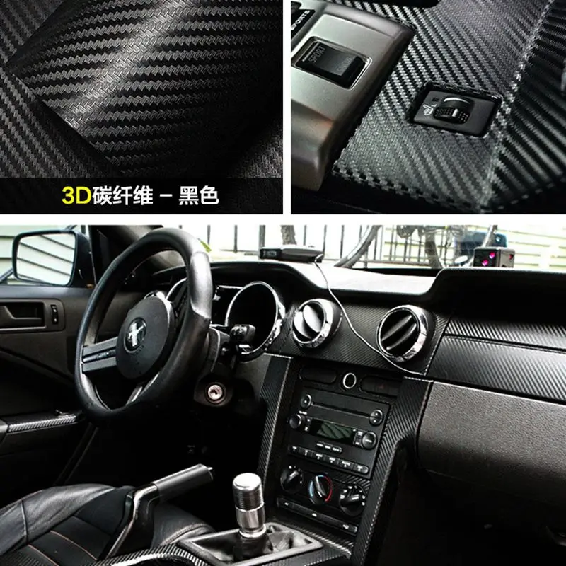 Ширина 400 мм 1 м пренийный воздух без пузырьков черный 3D углеродное волокно