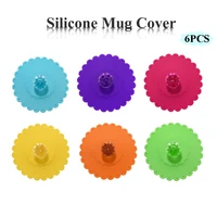 silicone wor 6pcs 11cm transparent diamond with flower pattern cup lids dust proof silicone mug cover bright color drink cup lid