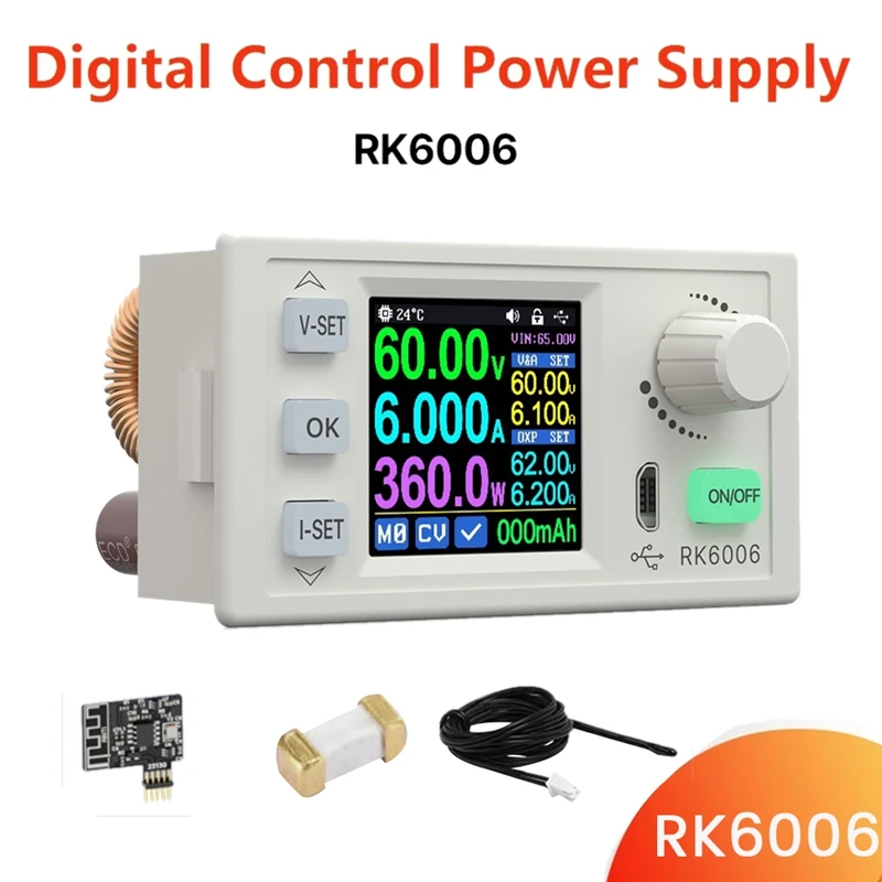 

RK6006-BT Digital Control Power Supply Buck Converter 60V 6A 4 Digit COMM Adjustable DC To DC Step Down Voltage Bench