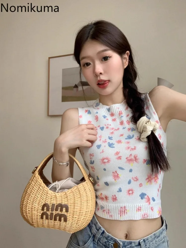 Цветочный милый укороченный топ модный летний женская одежда бандажный