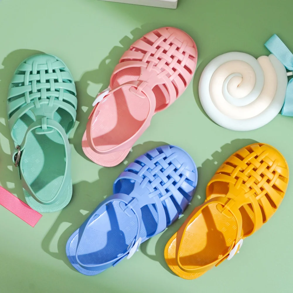 Сандалии-желе детские с круглым носком ПВХ перфорацией римские сандалии для