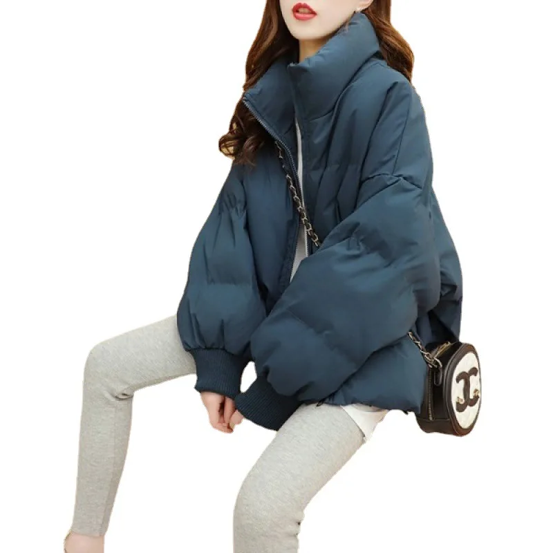 Autumn and winter new women's warm thickened padded cotton coat coat women's loose pocket down jacket fashion padded jacket
