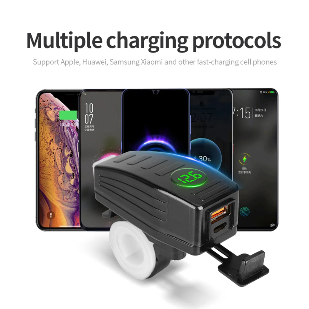 

Handlebar Motorcycle Charger 1Pieces Accessorie Adapter Black Dual USB