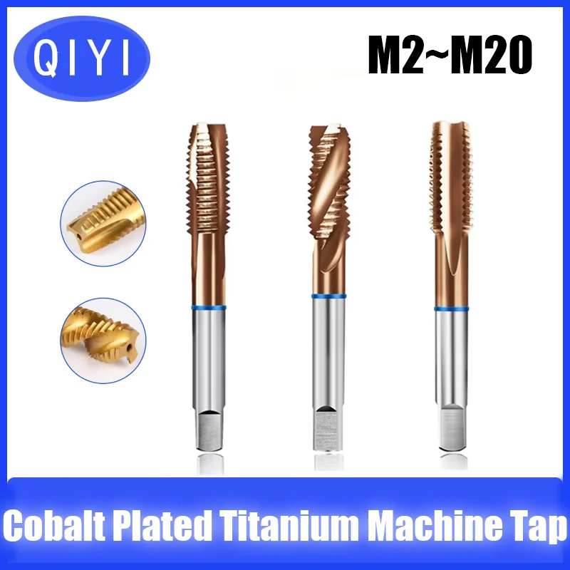 QIYI HSS M2 M3 M3.5 M4 M5 M6 M8 M10 M12 M14 M16 Машинный винт с титановым покрытием Резьбовой метчик