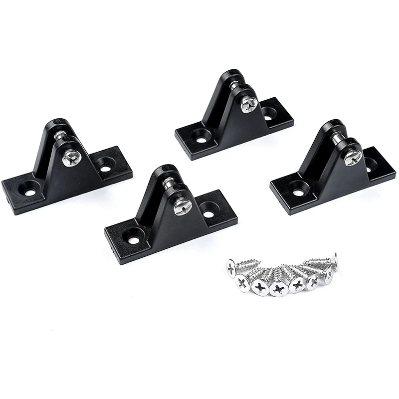 

4 Packs Boat Bimini Top Deck Hinges Flat Mount Black Nylon with Screws Bimini Top Boat Cover Fitting