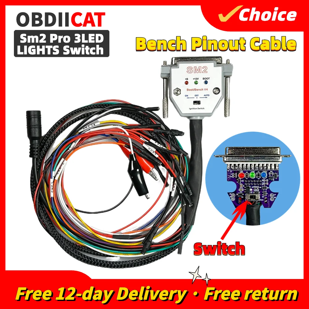 

Кабель SM2 PRO 3-LED DB25 Для Пин-аута ЭБУ J2534 VCI Для Чтения И Записи Данных ЭБУ, BATT, VCC, KLINE