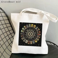 women shopper bag magic astrology chart the major arcana witchy tarot bag harajuku canvas shopper bag girl shoulder lady bag