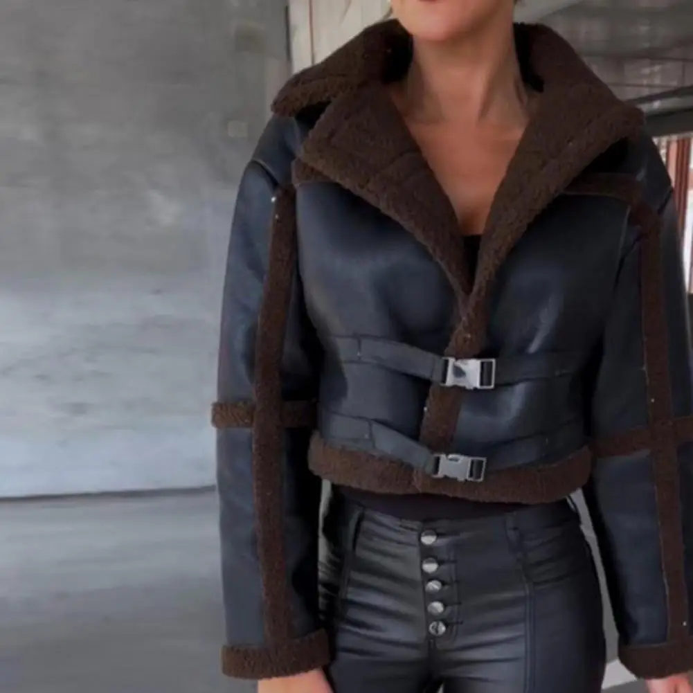 

Высококачественная кожаная шерстяная куртка для женщин плюшевая интерьерная куртка винтажная мотоциклетная верхняя одежда женская искусственная для помещений