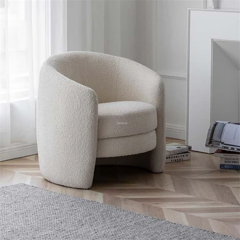 Light Luxury Lamb Velvet Living Room Chairs Bedroom Single Sofa Chair Living Room Furniture Lazy Designer Leisure Sofa Armchair 1