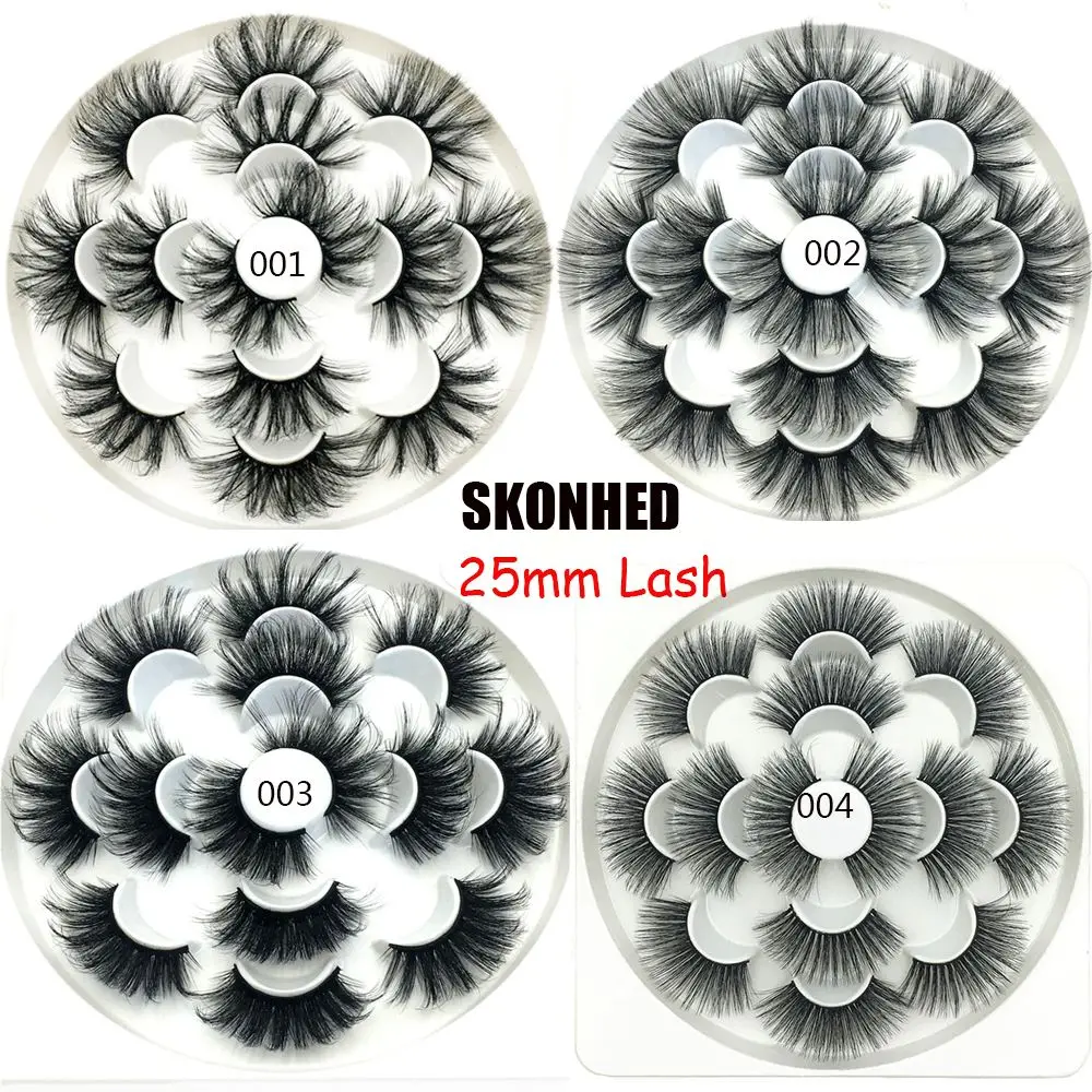 

SKONHED 7 пар 25 мм 8D накладные ресницы из норки Драматические Длинные пушистые ресницы для макияжа инструмент ручной работы без жестокости