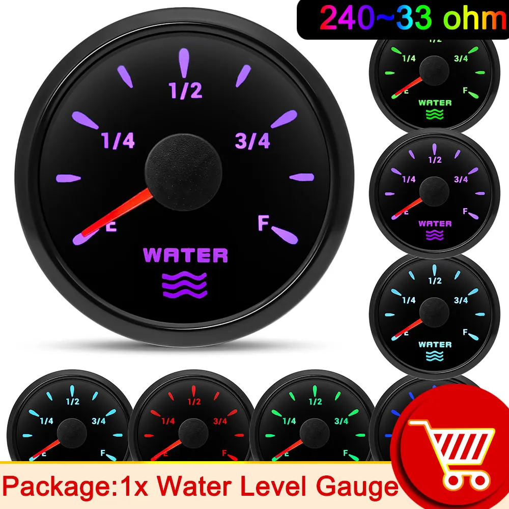 

H 52 мм 7 цветов датчик уровня воды 0-190 Ом 240 ~ 33 Ом измеритель уровня бака для воды для автомобиля, лодки, жидкости, бака, Индикатор уровня воды