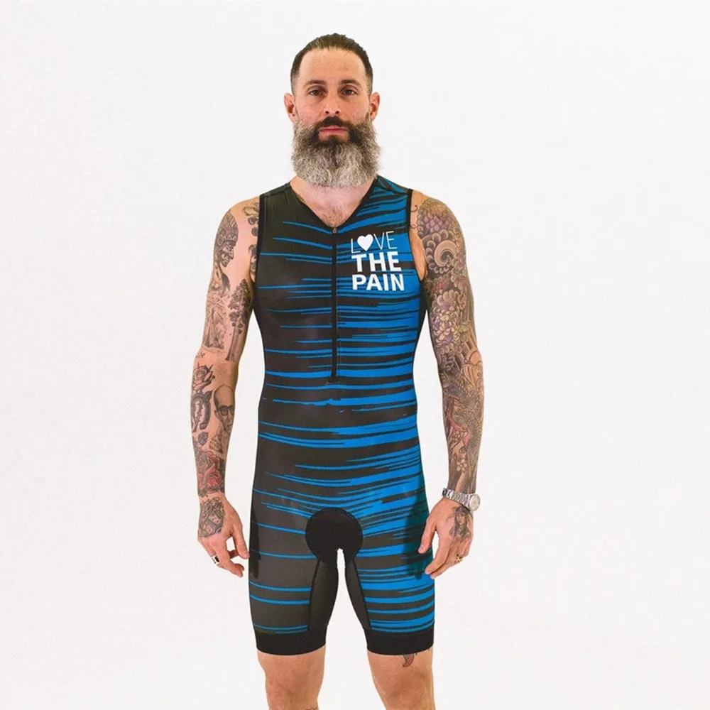 

Love The Pain Triathlon Men‘s Aero Race Trisuit Summer Run/Swim/Cycling Sleeveless Skinsuit Cycling Jersey Maillot Ciclismo