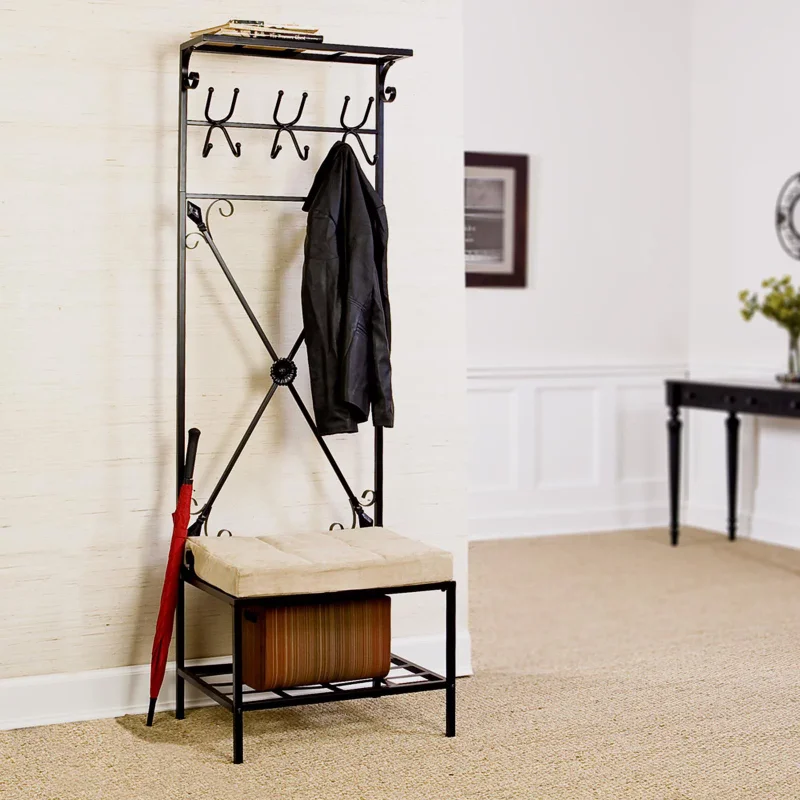 

Entryway Storage Rack / Bench Seat-Material:Metal,Size:24"W x 18"L x 72.5"H