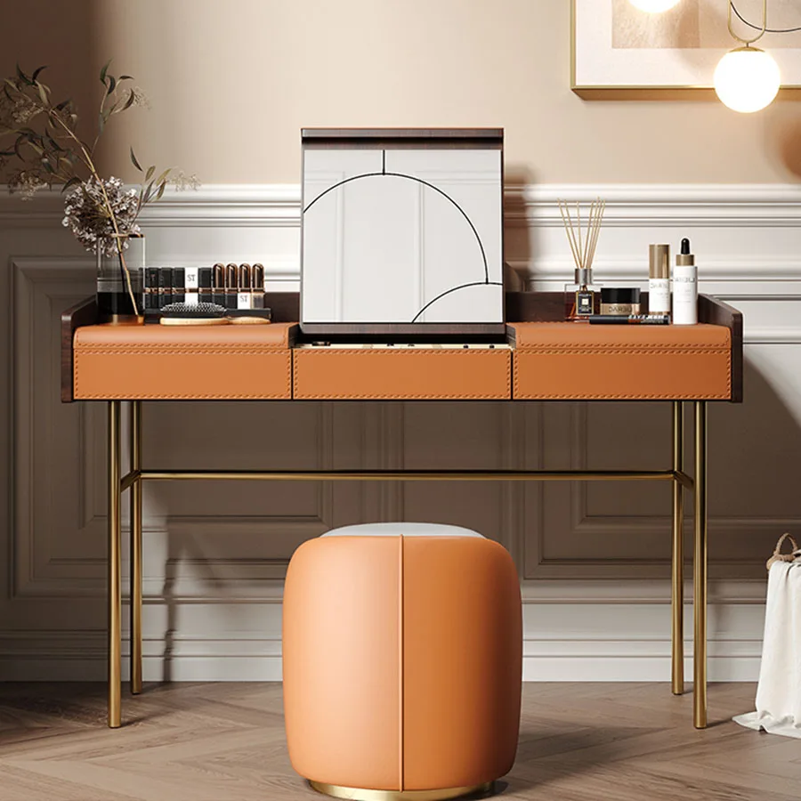 

Роскошный итальянский столик под раковину, зеркало с откидной крышкой серого цвета, высокие шкафы для хранения с бордовыми ящиками, современная мебель для дома