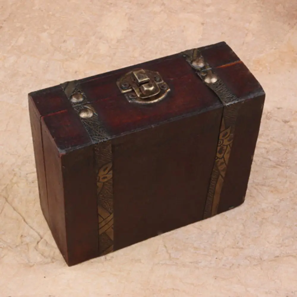

Деревянная шкатулка для хранения ювелирных изделий в стиле ретро с деревянным замком, подарочный контейнер, органайзер для всякой всячины